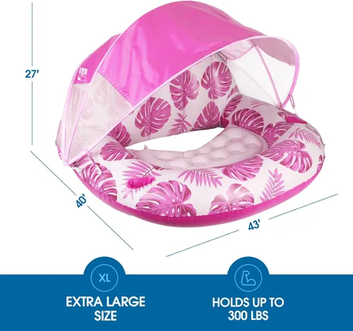 Miniatura 7 de COOLCOOLDEE New Upgraded Pool Chair Float with Shade,XL Pool Floats for Adults Heavy Duty,Inflatable Pool Chair Lounge Float with Cup Holder & Azul