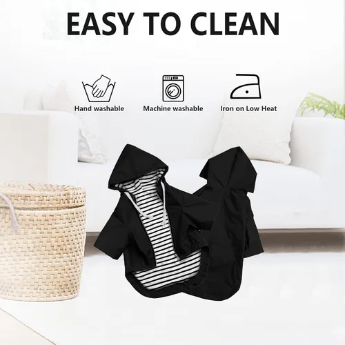 Miniatura 6 de Chaqueta impermeable para perros, impermeable, para razas pequeñas y medianas, cierre de cremallera, bolsillo de almacenamiento, agujero para arnés