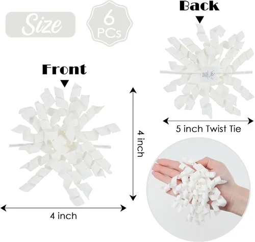 Miniatura 2 de AIMUDI Lazos Blancos de 4" Lazos Blancos Burst Lazos de Cinta Rizada Autoadhesivos para Envolver Regalos Cinta Grosgrain Lazos con Amarre Torcido