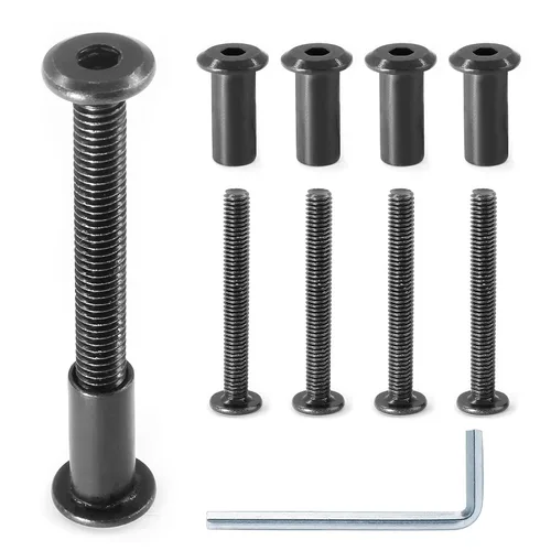 Miniatura 9 de 10 pares (20 piezas) M6 x 0.630 in Tornillo hexagonal con llave Allen, pernos de conector plateados para muebles, tornillos avellanados M6, tuercas