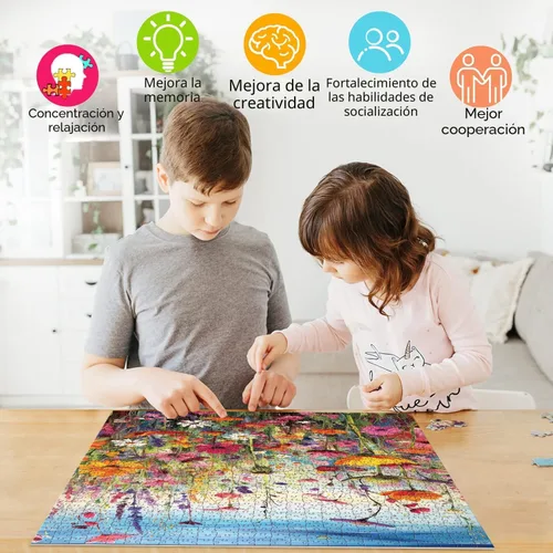 Miniatura 5 de Rompecabezas para adultos de 1000 piezas, flores de 1000 piezas para adultos, rompecabezas de 1000 piezas con letras en la parte posterior