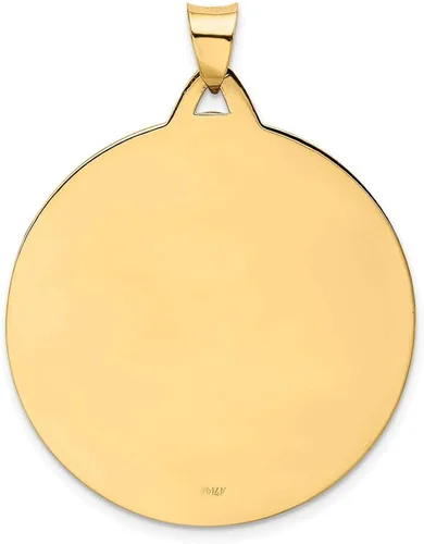Miniatura 3 de 14k Yellow Gold Solid PolishedSatin Large Raised Round Milagros Medal Pendant