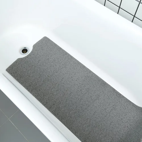 Leotruny Tapete de ducha para bañera de 40 x 16 pulgadas, antideslizante, de cloruro de polivinilo suave, tapete para bañera para baño (C01-gris