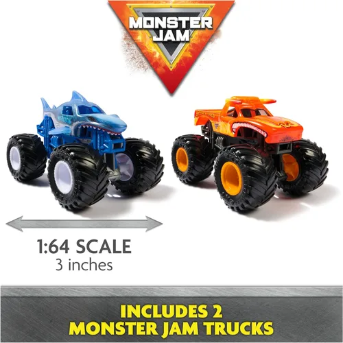 Miniatura 11 de Monster Jam, Set de Mini Lanzaderas, Incluye Monster Mutt y Earth Shaker, Camiones Monstruo de Metal a Escala 1:87, Juguetes para Niños de 3, 4, 5