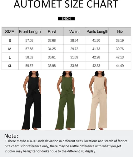 Miniatura 6 de AUTOMET Trajes de otoño para mujer, ropa casual de moda, sin mangas, pierna ancha, pantalones largos