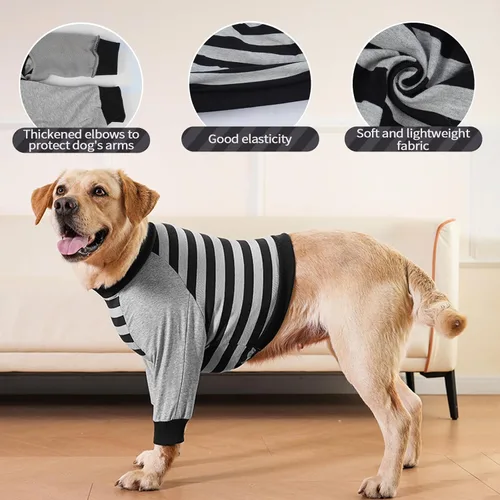 Miniatura 3 de FUAMEY Manga de recuperación para perros con protector de codo, camisa para perros que detiene las lamidas en las articulaciones, traje de manga