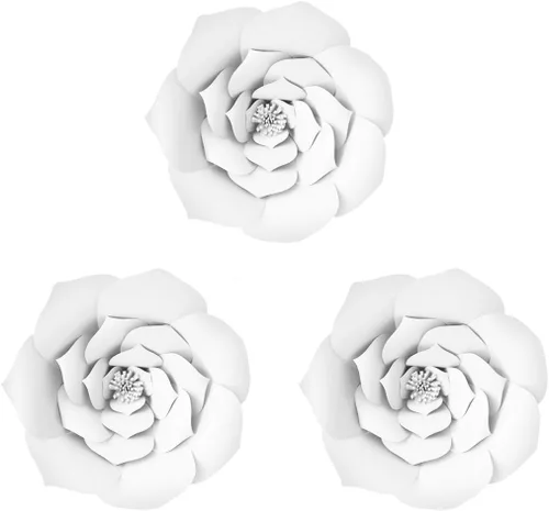 Miniatura 9 de Decoración de flores de papel gigantes para boda, fiesta, telón de fondo de flores, flores hechas a mano para guardería, decoración de pared de Crema