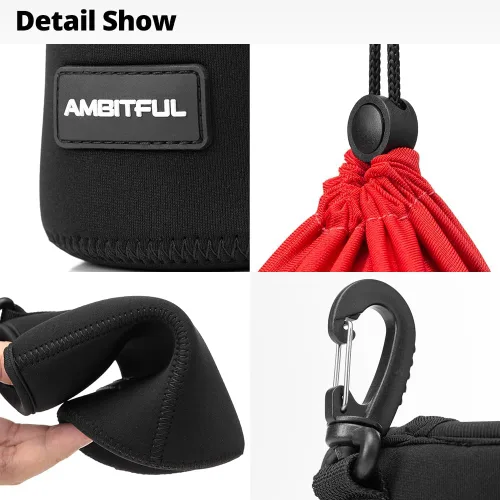 Miniatura 9 de AMBITFUL Bolsa Lensball, Estuche para lentes, Bolsa para lentes de cámara DSLR, negro, neopreno, 5.9x3.93in LP-15