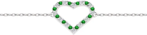 Miniatura 6 de Diamondere Pulsera de cadena de corazón de diamantes y piedras preciosas naturales y certificadas, en oro blanco de 14 quilates, pulsera de 0.34