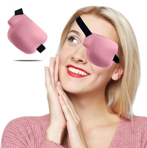Parche para ojos 3D, parches médicos para adultos y niños, parches para ojos perezosos para ambliopía 3D para ojo izquierdo, color rosa Rosado