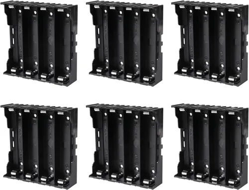 Miniatura 9 de 6 unids 18650 caja de batería titular 2 ranuras x 3.7 V 18650 caja de almacenamiento de batería, en paralelo negro baterías clip caja con pin