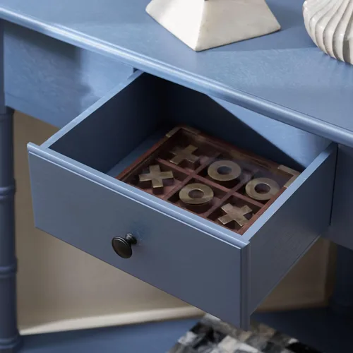 Miniatura 6 de SAFAVIEH Muebles - Mesa esquinera Gomez con 1 cajón, color azul, madera maciza, diseño clásico de almacenamiento de esquina, ideal para entrada