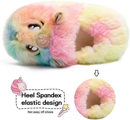 Miniatura 4 de Lindas pantuflas de unicornio mullidas y mullidas para el invierno, cálidas pantuflas de felpa de animales de dibujos animados para interiores