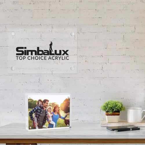 Miniatura 9 de SimbaLux Marco de fotos acrílico magnético de 4 x 6 pulgadas (paquete de 3), vidrio transparente, pantalla flotante de escritorio sin marco de doble