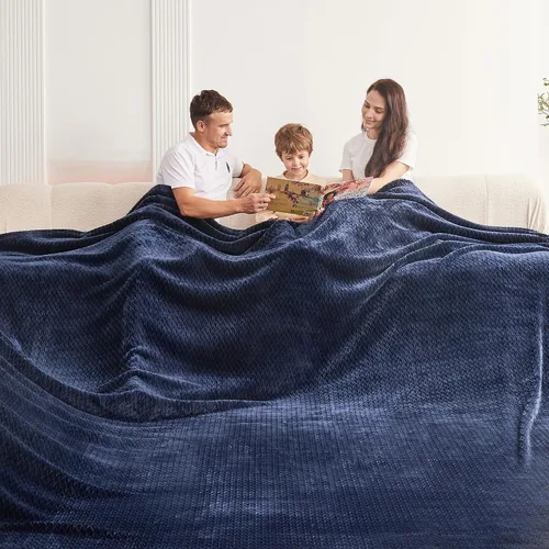 Miniatura 23 de Manta de vellón extragrande King de 120 x 120 pulgadas, manta de franela jacquard 3D sin costuras, suave y acogedora, 10'x10', extra grande
