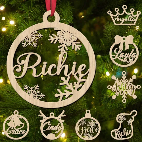 Adornos de Navidad de madera personalizados 2025, adorno de madera con nombre para mujeres, hombres, amigos, familia, adorno colgante personalizado,