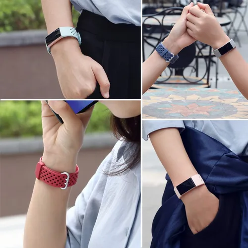 Miniatura 5 de Wepro - Correas de repuesto para bandas, impermeable, con orificios, transpirable, pequeña y grande, para mujeres y hombres, Gris Negro