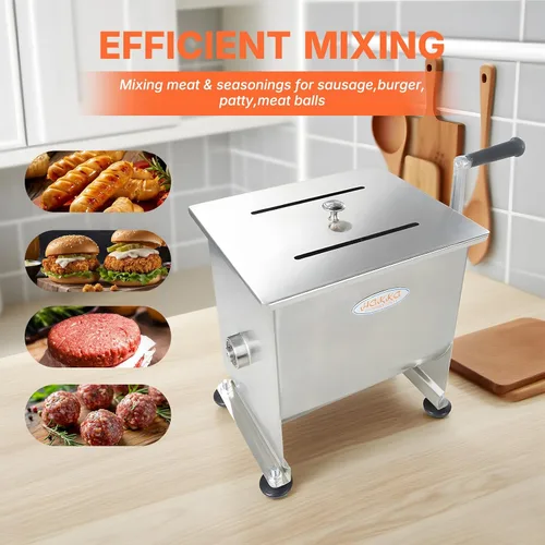 Miniatura 2 de Hakka - Mezclador manual de carne de 15 libras/7.5 L, tanque fijo de acero inoxidable de 10 L, sin caja de engranajes, mezclador de carne