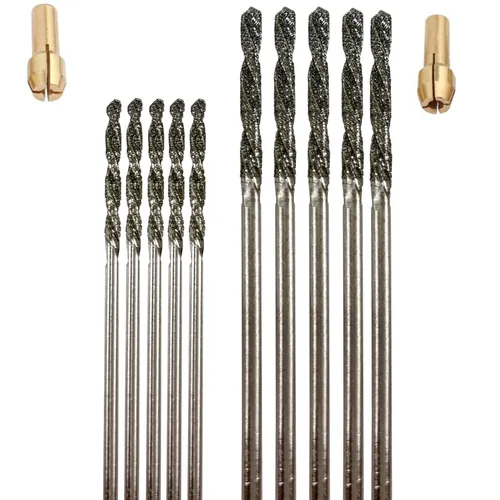 Drilax Juego de 10 brocas de diamante | 0.069 pulgadas y 0.079 pulgadas (5 de cada uno) para la fabricación de joyas, vidrio marino, piedra, conchas