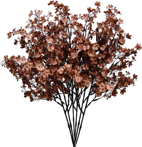 Miniatura 17 de Mandy's 6 paquetes de flores artificiales de aliento de bebé beige marrón 18.5 Inch Silk Gypsophila European Style Modern Home Decor Centerpiece