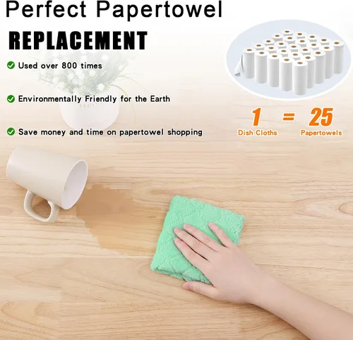 Miniatura 8 de Homaxy - Paquete de 12 trapos de cocina (10 x 10 pulgadas, verde), de terciopelo coral, supersuaves y absorbentes, de secado rápido, paño