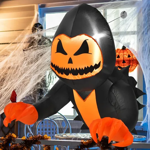 Miniatura 10 de Tangkula Fantasma inflable de Halloween de 3.6 pies que estalló de la ventana, fantasma espeluznante de ventana colgante con luces LED, decoración