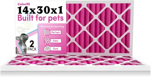 Colorfil - Filtro de aire de 14 x 30 x 1 pulgadas, filtros que cambian de color para olores de gatos y perros, filtro de CA MERV 8 para pelo y polvo