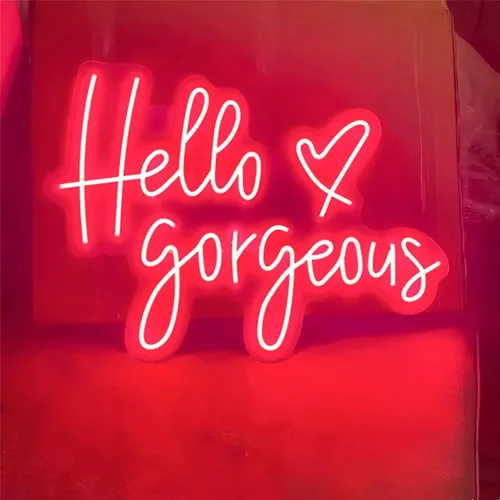 Miniatura 8 de Letrero de neón LED con texto en inglés «Hello Gorgeous LED», luz nocturna de neón para pared, fiesta de cumpleaños, boda, bar, club, decoración