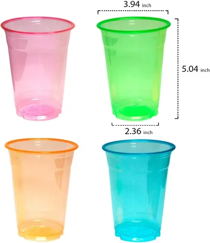 Miniatura 4 de Party Essentials Vasos de plástico suave de 16 onzas para fiesta, 40 unidades, colores neón surtidos
