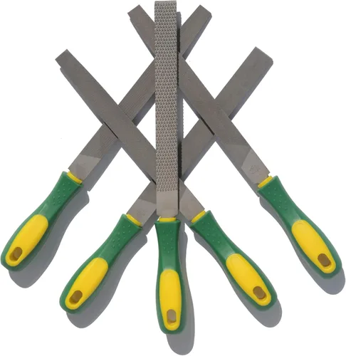 ASNOMY Juego de lima y raspa de acero resistente de 8 pulgadas con asas de goma, escobilla de acero de alto carbono y lima de metal plano para