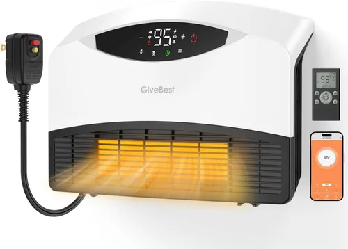 Miniatura 8 de GiveBest Calentador de pared inteligente con WiFi y control remoto, 1500 W, montaje en suelo o pared, 3 modos de calefacción, calentador eléctrico