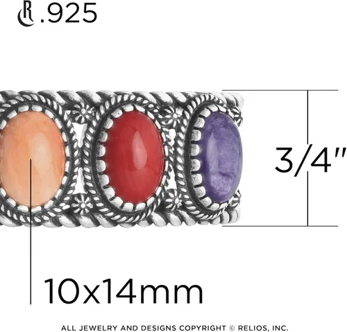 Miniatura 3 de American West - Pulsera de plata de ley para mujer, diseño de piedras preciosas múltiples, tallas S, M o L