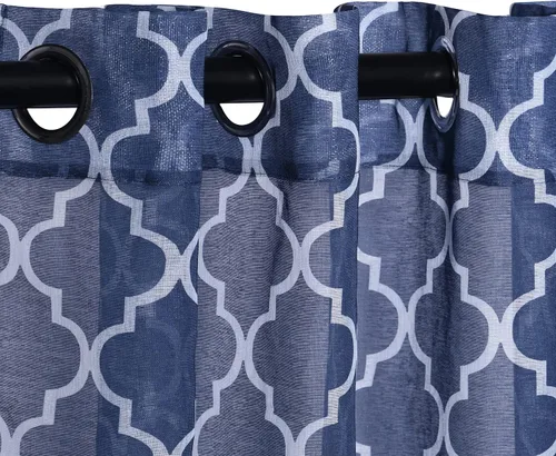 Miniatura 2 de Superior Cortinas de jacquard en cascada metálicas, detalles de ventana, sólidas, texturizadas, modernas, de transición, estilo tradicional