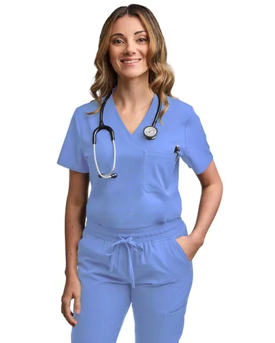 Miniatura 83 de Green Town Conjunto de ropa quirúrgica para mujer, pantalón deportivo y parte superior con cuello en V, 5 bolsillos, cintura de yoga, uniforme