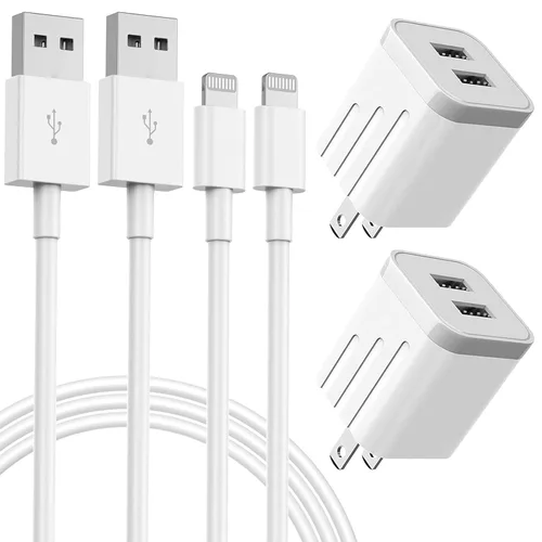 Miniatura 14 de Cargador rápido para iPhone, cargador de iPhone de carga rápida, paquete de 2 cargadores de pared USB de doble puerto, adaptador de bloque