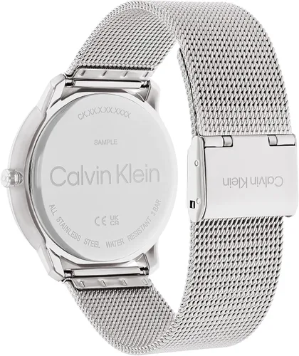 Miniatura 3 de Calvin Klein Reloj unisex de cuarzo de acero inoxidable y pulsera de malla, color plateado (modelo 25200152), plateado