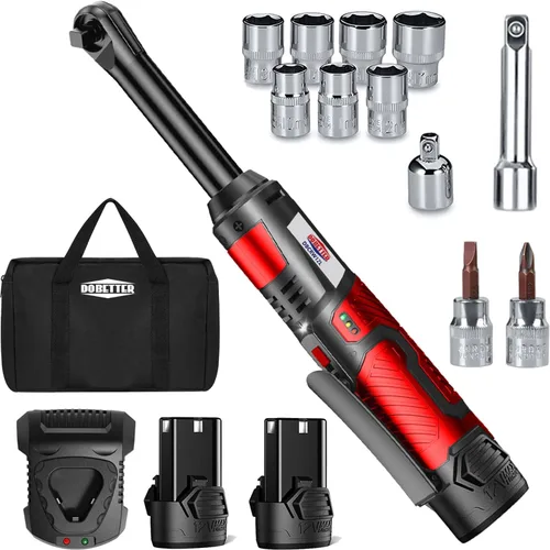 Miniatura 7 de Dobetter Llave de trinquete inalámbrica 3/8 Llave de trinquete eléctrica, herramienta de trinquete de 55 N·m con baterías de litio de 2 Ah