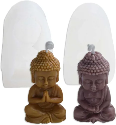 Tone Fun Moldes meditados de silicona con forma de Little Buddha (2 unidades) para hacer velas, resina, velas de aromaterapia, jabón de cera hecho a