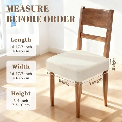 Miniatura 6 de Songrey Juego de 6 fundas de asiento impermeables para sillas de comedor, sin fundas para sillas traseras, elásticas, extraíbles y lavables