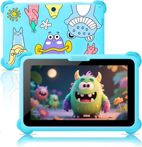 Trayoo Tableta infantil de 7 pulgadas para niños de 3 a 12 años, tableta Android de 32 GB para niños pequeños con funda sólida, YouTube, Netflix,