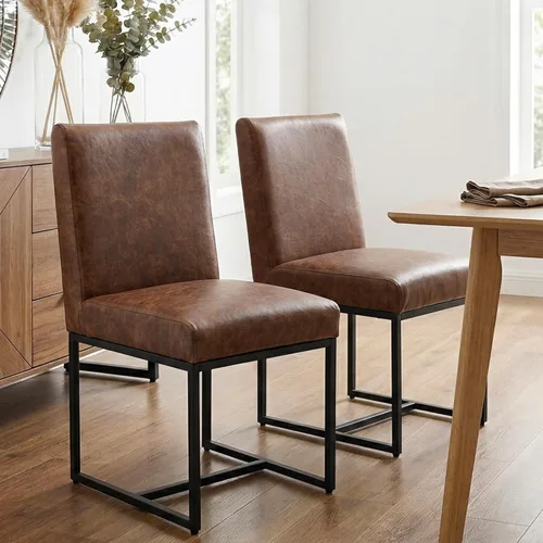 Miniatura 26 de HNY Juego de 2 sillas de cocina modernas, silla de cocina y comedor de cuero PU, silla de comedor tapizada silla auxiliar con marco de metal