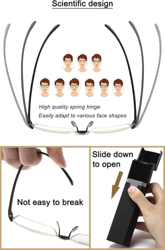 Miniatura 3 de EYEURL Lentes de lectura para computadora de medio borde para hombres y mujeres, lentes de óptica fina con bloqueo de luz azul +0.0