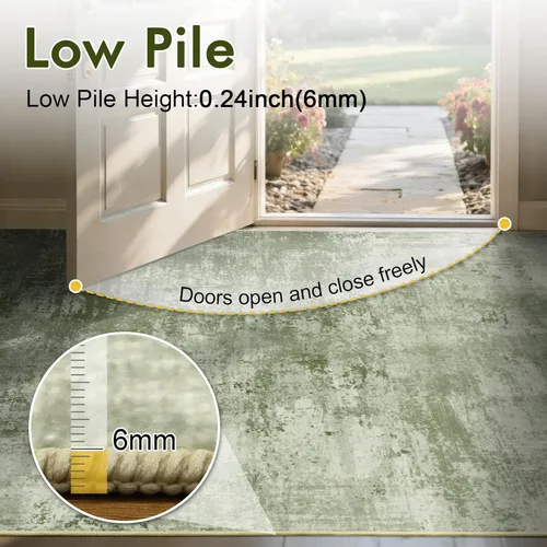 Miniatura 7 de Alfombra de pasillo lavable de 2 x 6 pies, antideslizante, de pelo bajo, alfombra de área de cocina, alfombra suave y larga para entrada, alfombra