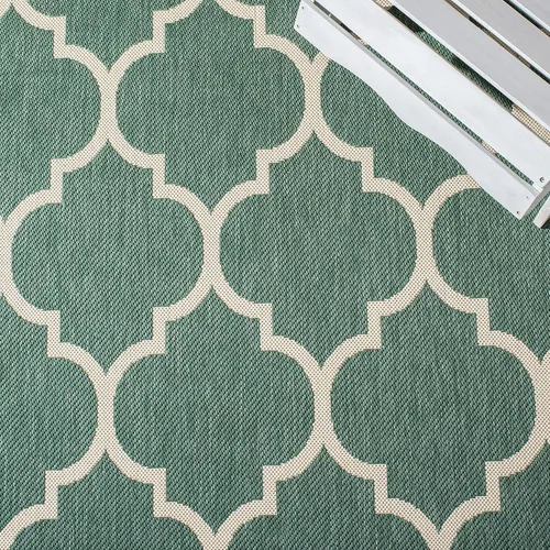 Miniatura 4 de SAFAVIEH Courtyard Collection - Alfombra decorativa de 2 x 3 pies 7 pulgadas, verde oscuro y beige, no desprende pelusa y de fácil cuidado