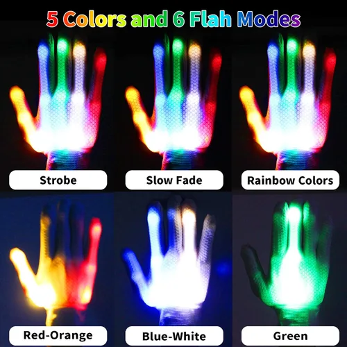 Miniatura 2 de GLEDLOVES Guantes LED, juguetes divertidos para adolescentes, niños y niñas de 12 a 16 años con 6 modos de flash, regalos para niños de 12, 13, 14