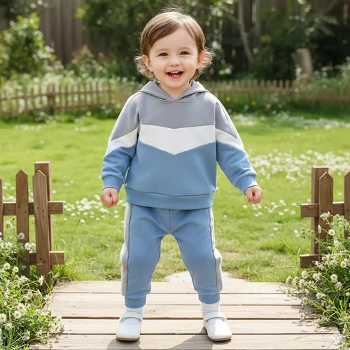 Miniatura 270 de Conjunto de ropa de otoño e invierno para bebé y niño, sudadera larga con capucha y pantalones para niños pequeños, 6, 12, 18, 24 meses, 2T