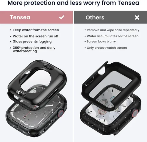Miniatura 2 de Tensea - Funda protectora de pantalla impermeable para Apple Watch (2 en 1) para Apple Watch Serie SE 7, 5, 4, accesorios de 41 mm, iWatch protector