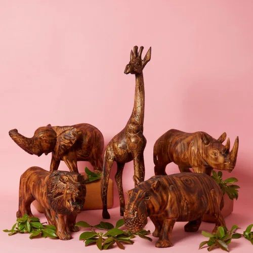 Miniatura 7 de Estatua Alta de Jirafa de Madera, Estatuas, Figurillas de Animales, Acentos de Decoración del Hogar, Sala de Estar, Oficina, Escritorio, Mesa