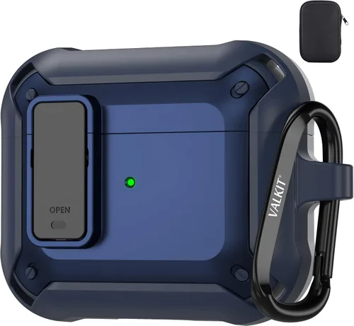 Miniatura 41 de Valkit Funda para Airpods para hombres con cerradura, funda de cuerpo completo con llavero para AirPods de Apple a prueba de golpes, funda
