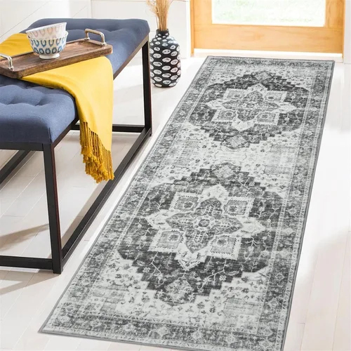 Miniatura 14 de FairOnly Alfombras lavables de 2 x 3 pulgadas, alfombra antideslizante de pelo bajo, alfombra de piso con estampado envejecido, alfombra de área